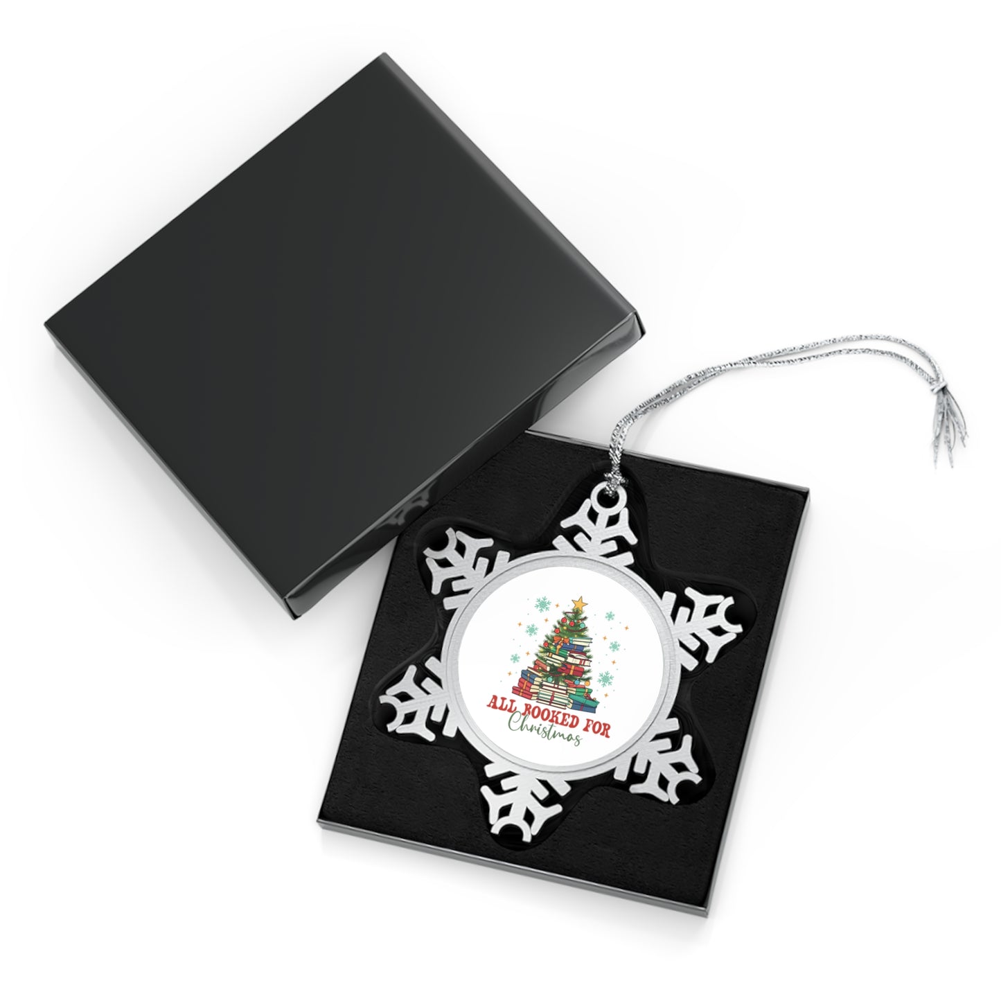 All Booked For Christmas - Pewter Snowflake Ornament