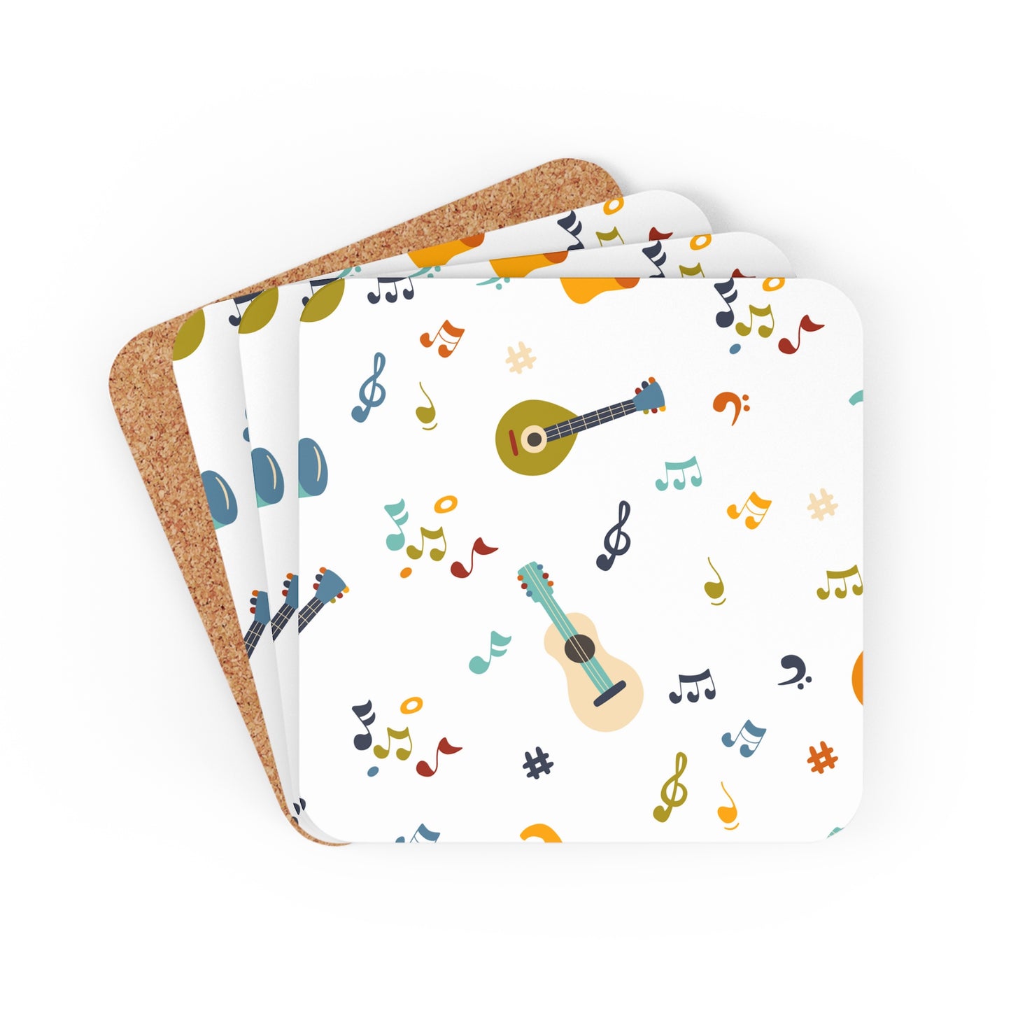 Make Music - Corkwood Coaster Set Cork 3.75" × 3.75" Square Coaster