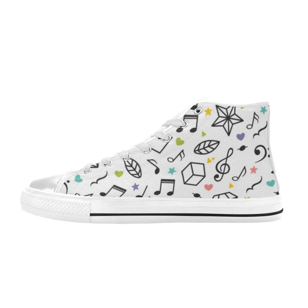 Music Time - Women's High Top Canvas Shoes