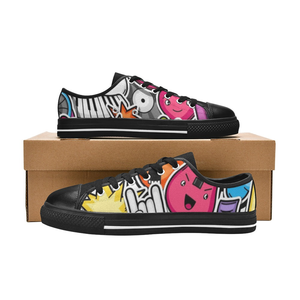 Sticker Music - Women's Classic Canvas Shoes