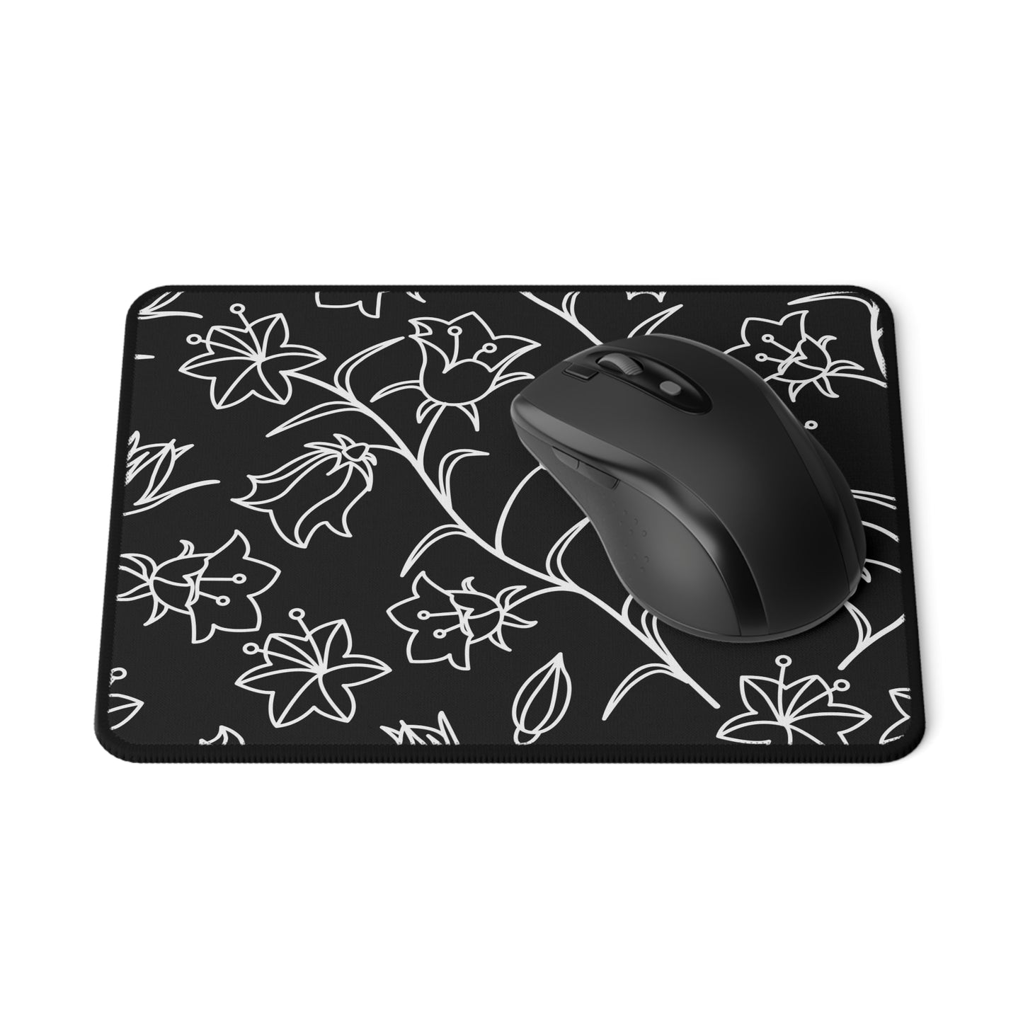 Black And White Floral - Non-Slip Mouse Pad Non-Slip Mouse Pad