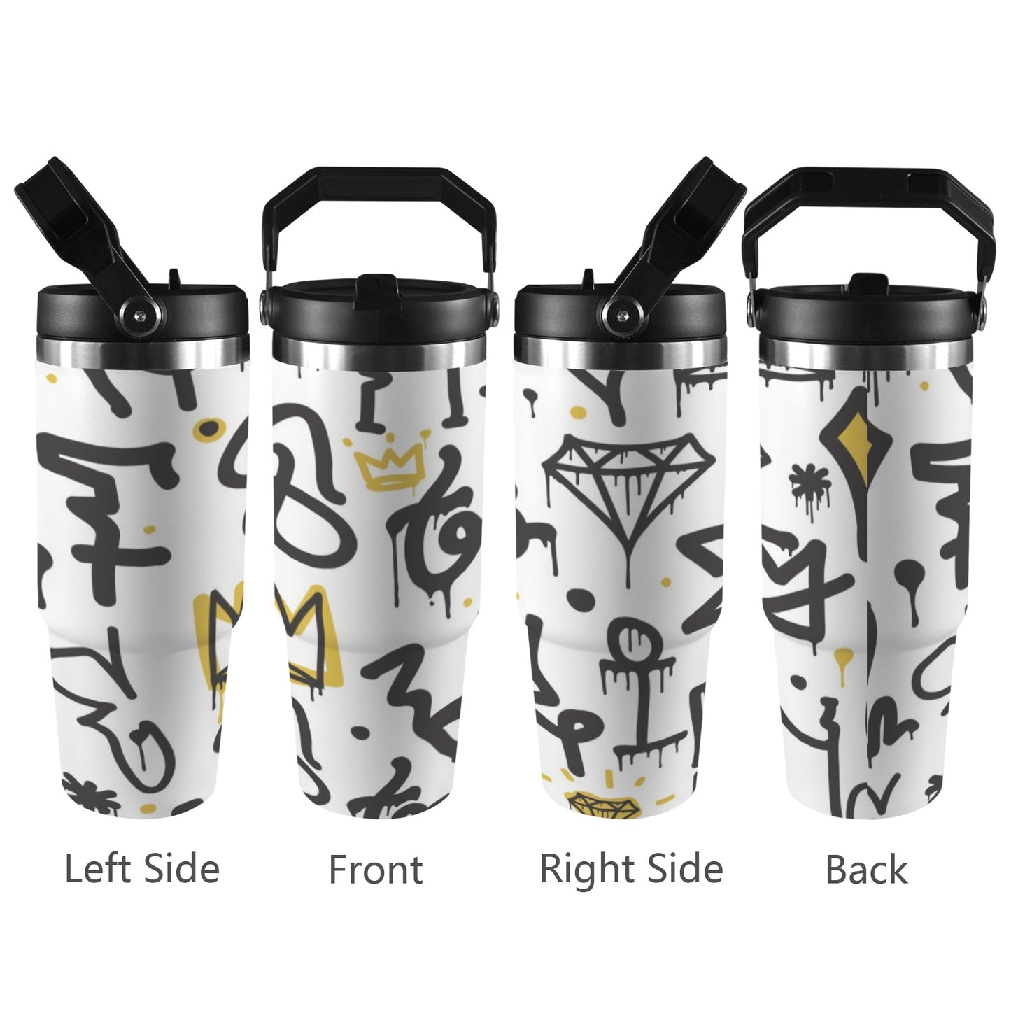 Graffiti Crown - 30oz Tumbler with Top Handle