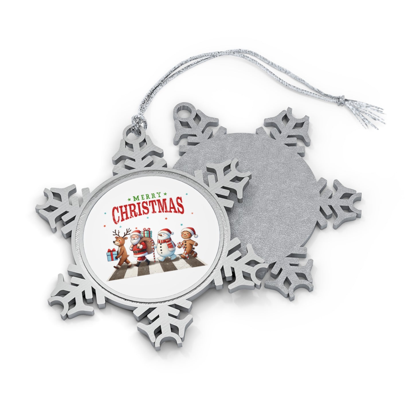 Fab Four, Merry Christmas - Pewter Snowflake Ornament