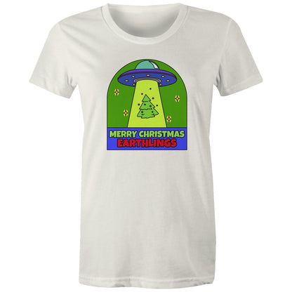 Merry Christmas Earthlings, UFO - Womens T-shirt