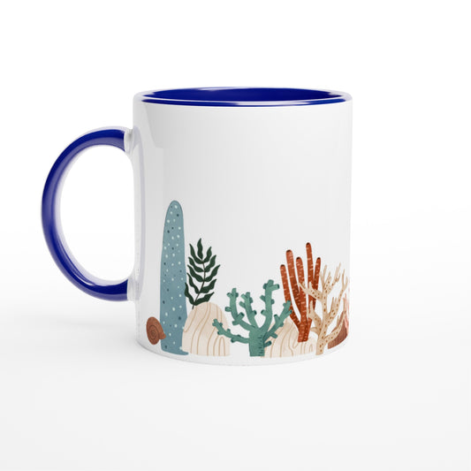 Coral Garden - White 11oz Ceramic Mug with Color Inside Ceramic Blue Colour 11oz Mug Environment