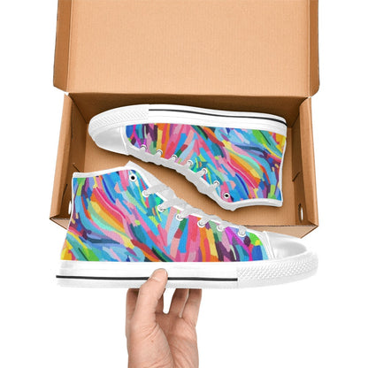 Brushstrokes - Women's High Top Canvas Shoes