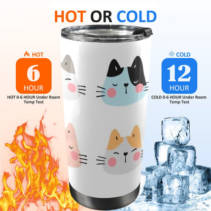 Cat Faces - 20oz Travel Mug / Tumbler