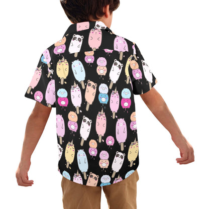 Cute Animal Ice Blocks - Junior Boys Hawaiian Shirt