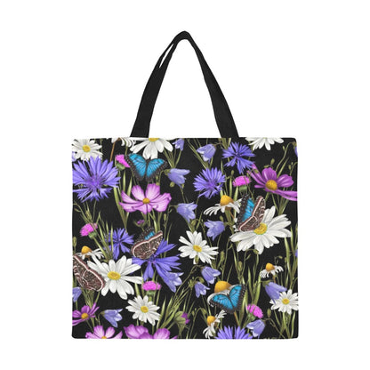 Butterfly Flowers - Full Print Canvas Tote Bag Full Print Canvas Tote Bag Printed Offshore