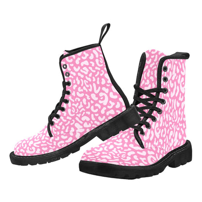 Pink Leopard - Martin Boots for Women (Black)