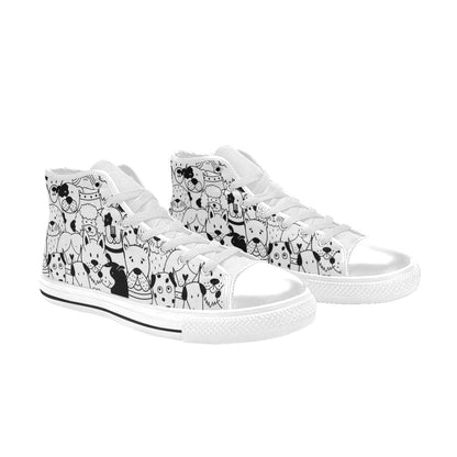 Black And White Dogs - Men's High Top Canvas Shoes