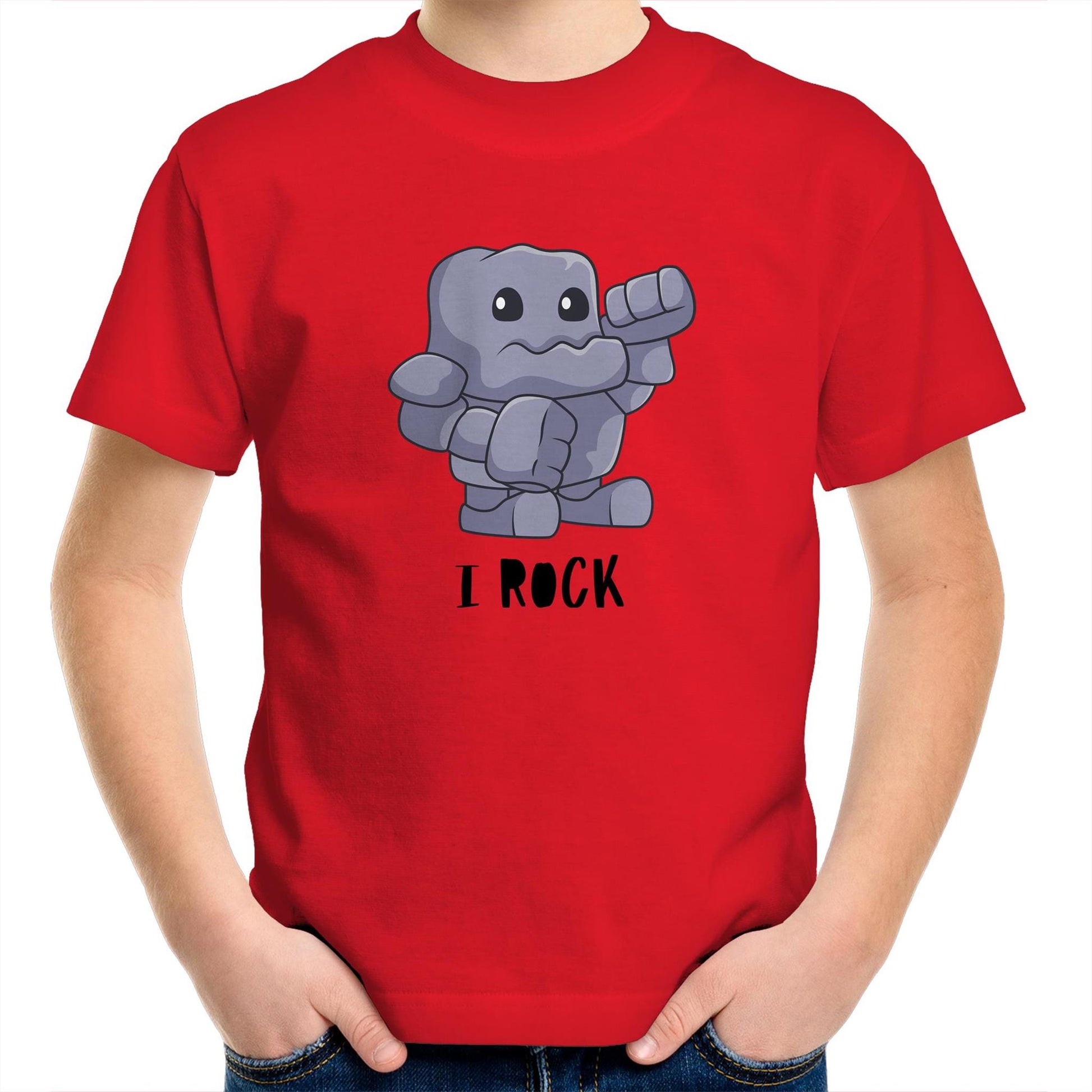 I Rock - Kids Youth T-Shirt Red Kids Youth T-shirt Music