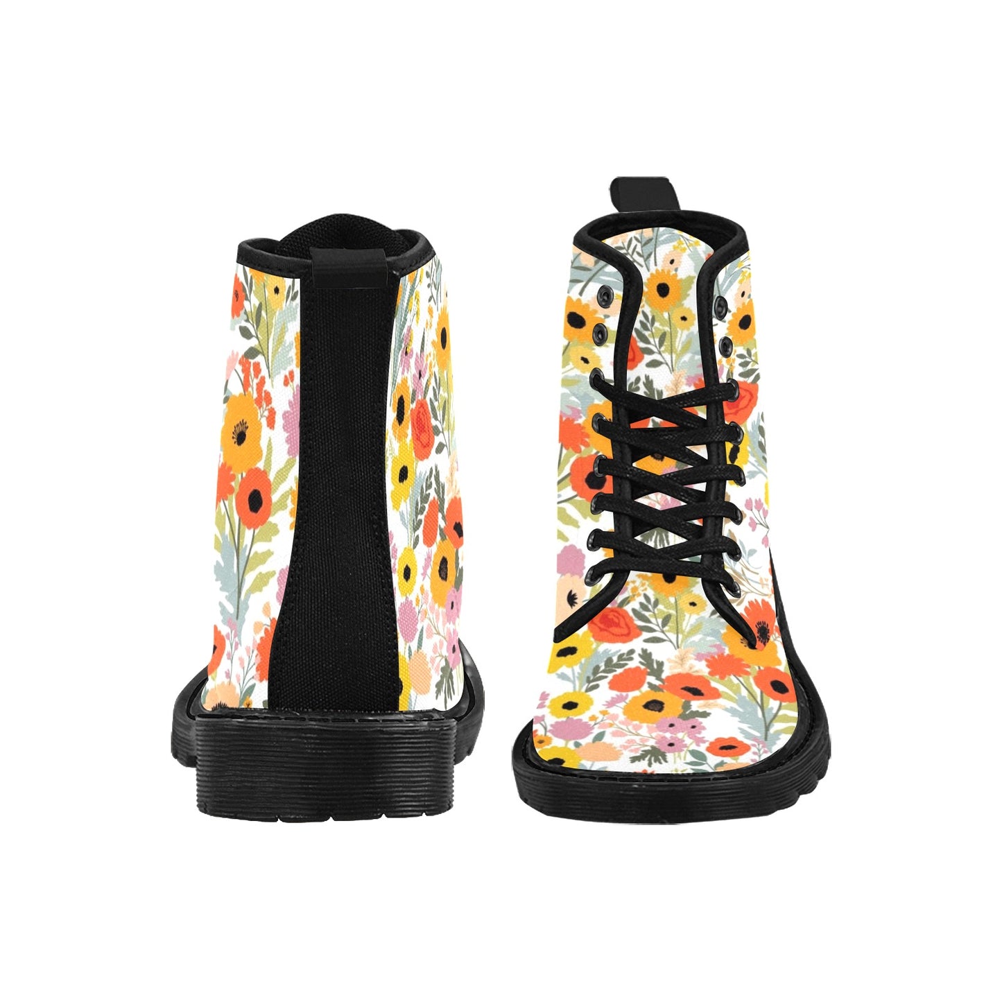 Fun Floral - Martin Boots for Women (Black)