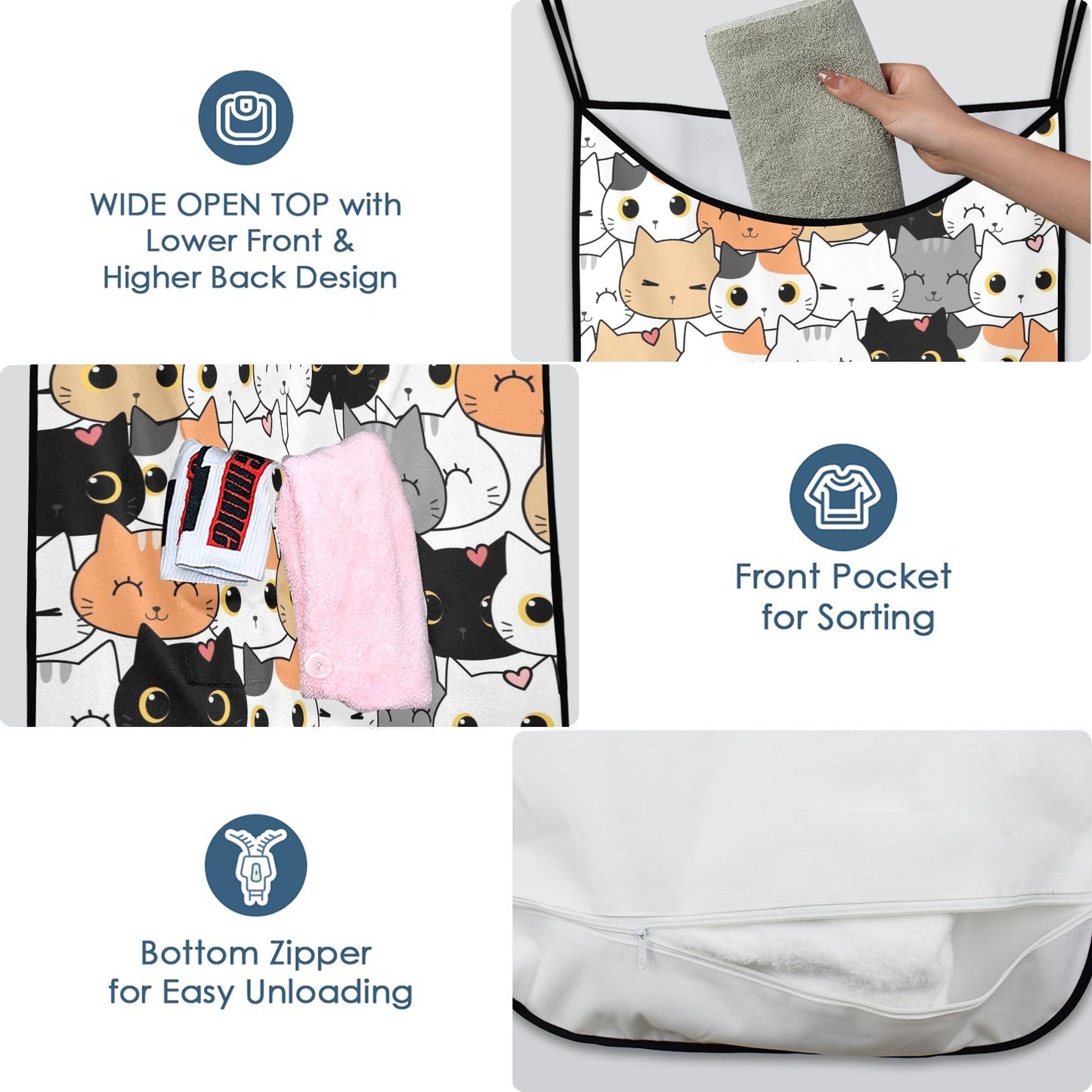 Cute Cartoon Cats - Hanging Laundry Bag