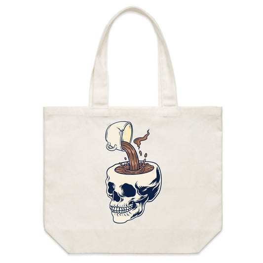 Coffee Skull - Shoulder Canvas Tote Bag Default Title Shoulder Tote Bag Coffee