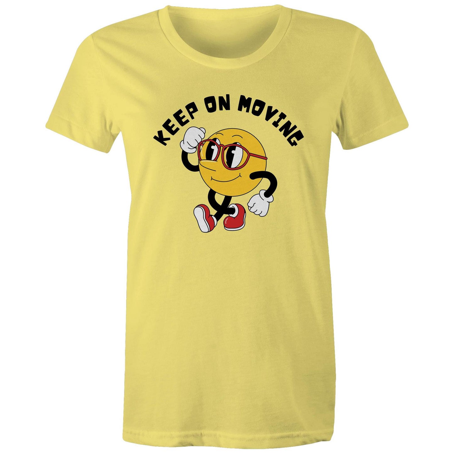 Keep On Moving - Womens T-shirt Yellow Womens T-shirt Fitness Printed In Australia