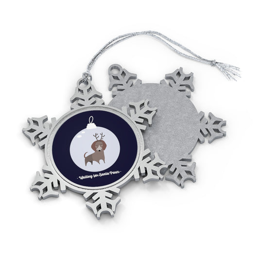 Waiting For Santa Paws - Pewter Snowflake Ornament Snowflake One Size Christmas Ornament
