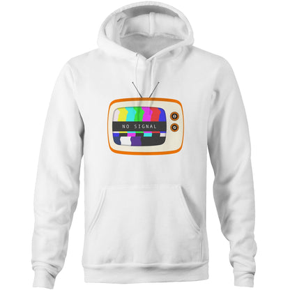 Retro Television, No Signal - Pocket Hoodie Sweatshirt White Hoodie Retro