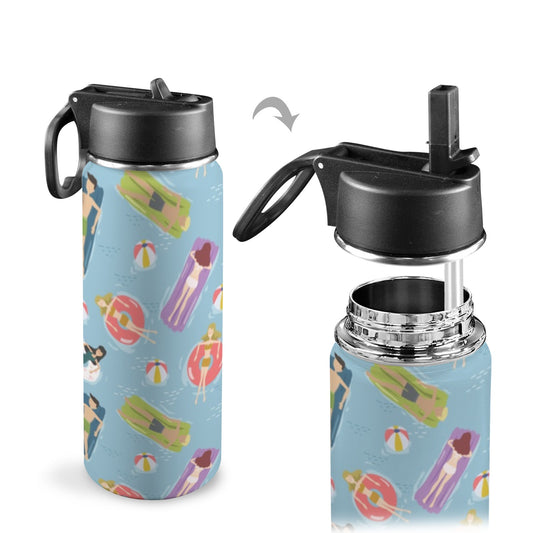 Beach Float - Insulated Water Bottle with Straw Lid (18oz) Insulated Water Bottle with Swing Handle