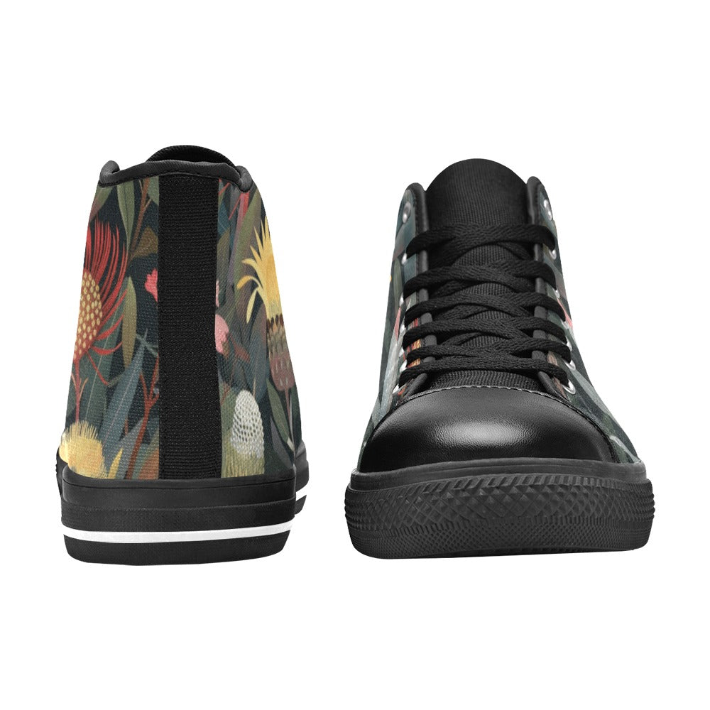 Australian Native Flowers - Women's High Top Canvas Shoes