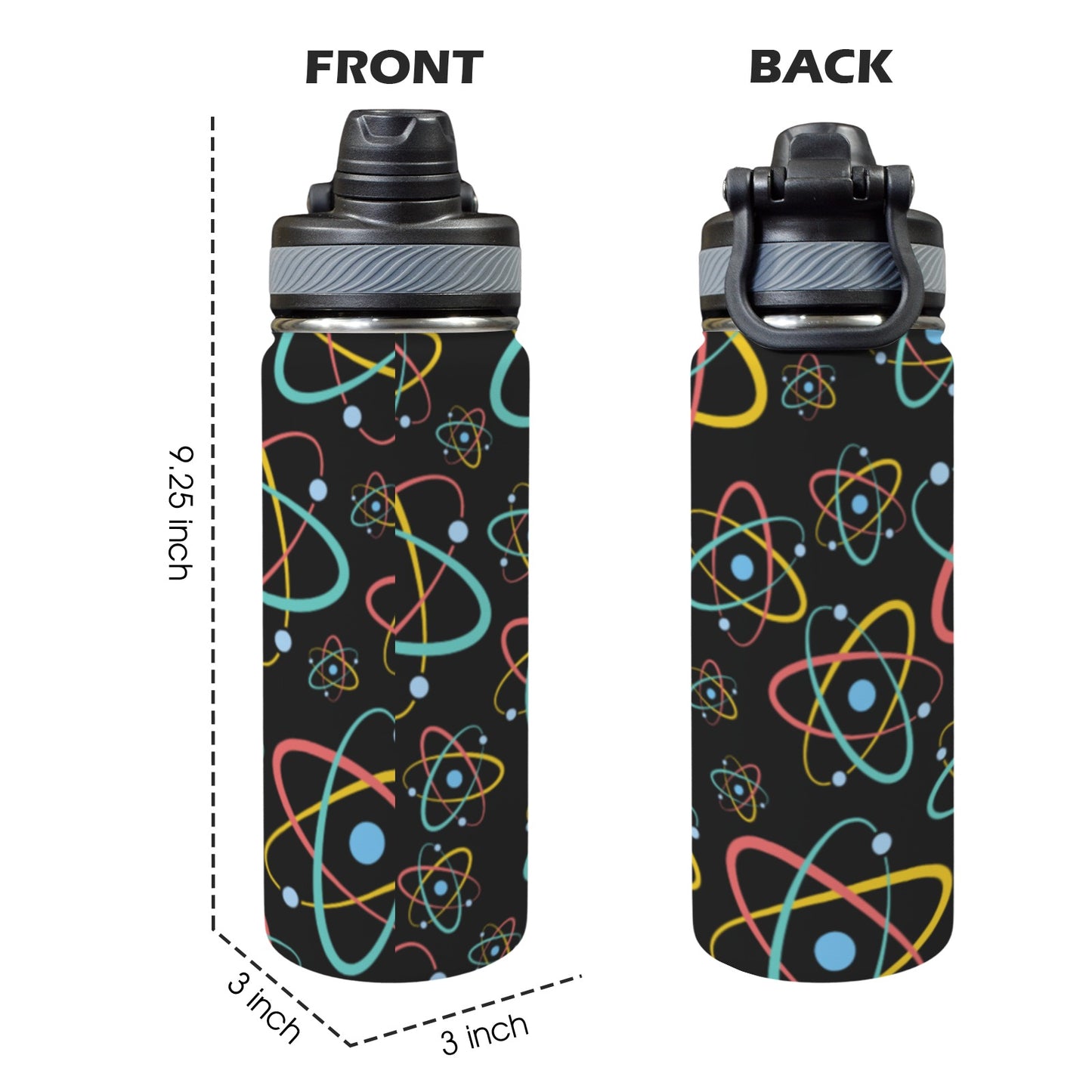 Atoms - Insulated Water Bottle with Dual-Use Lid (18oz) Insulated Water Bottle with Dual-Use Lid (18oz) Printed Offshore Science