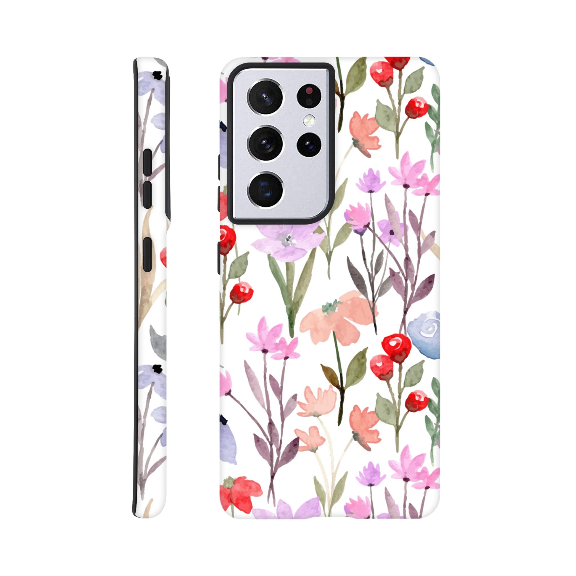 Watercolour Flowers - Phone Tough Case Galaxy S21 Ultra Phone Case Globally Fulfilled Plants