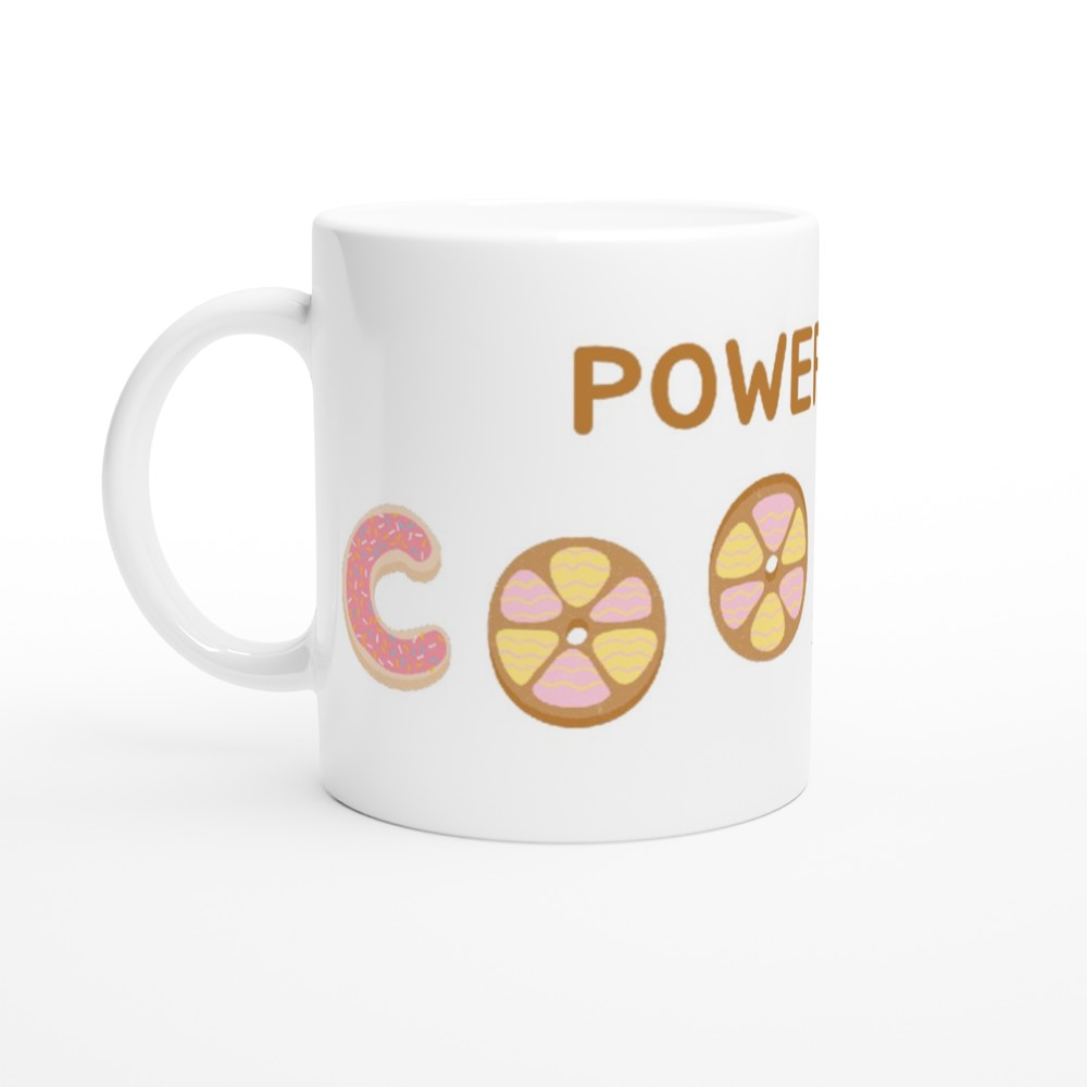 Powered By Cookies - White 11oz Ceramic Mug White 11oz Mug food Globally Fulfilled