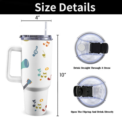 Guitar Music - 40oz Tumbler with White Handle