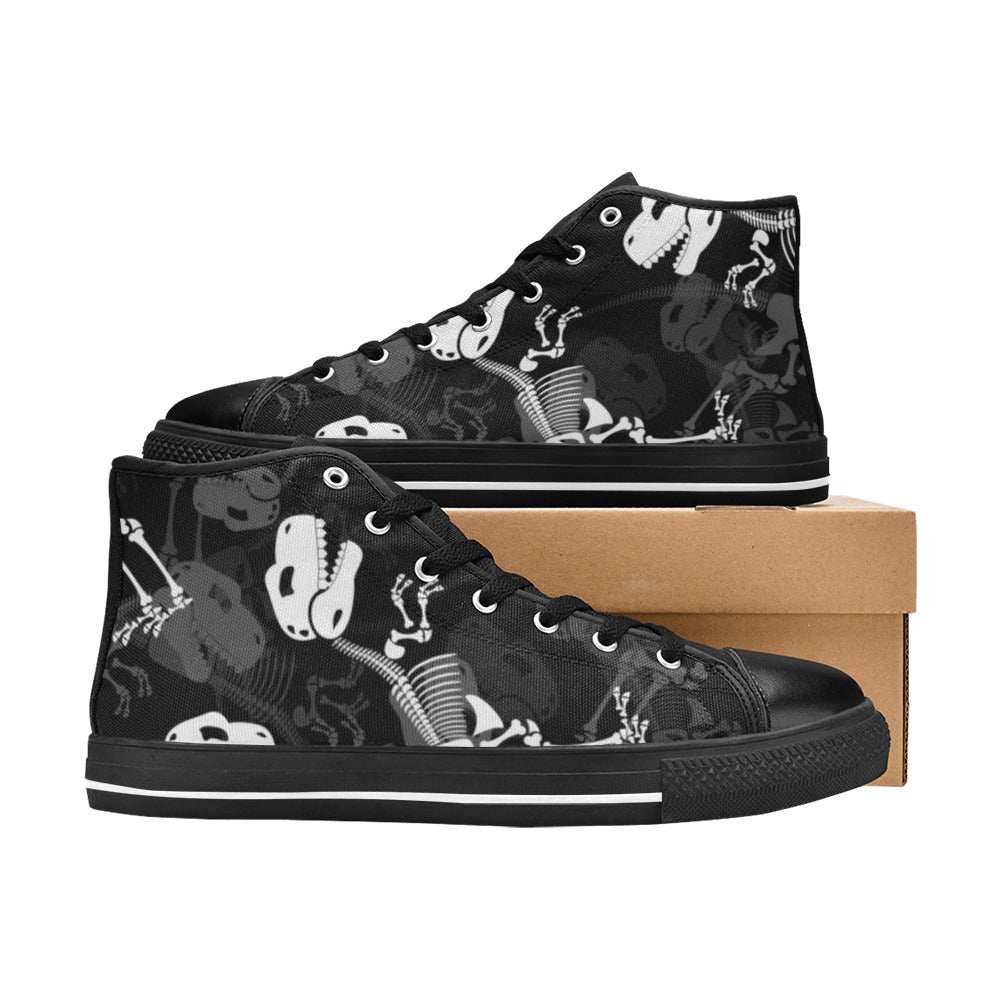 Dinosaur Skeleton - Women's High Top Canvas Shoes