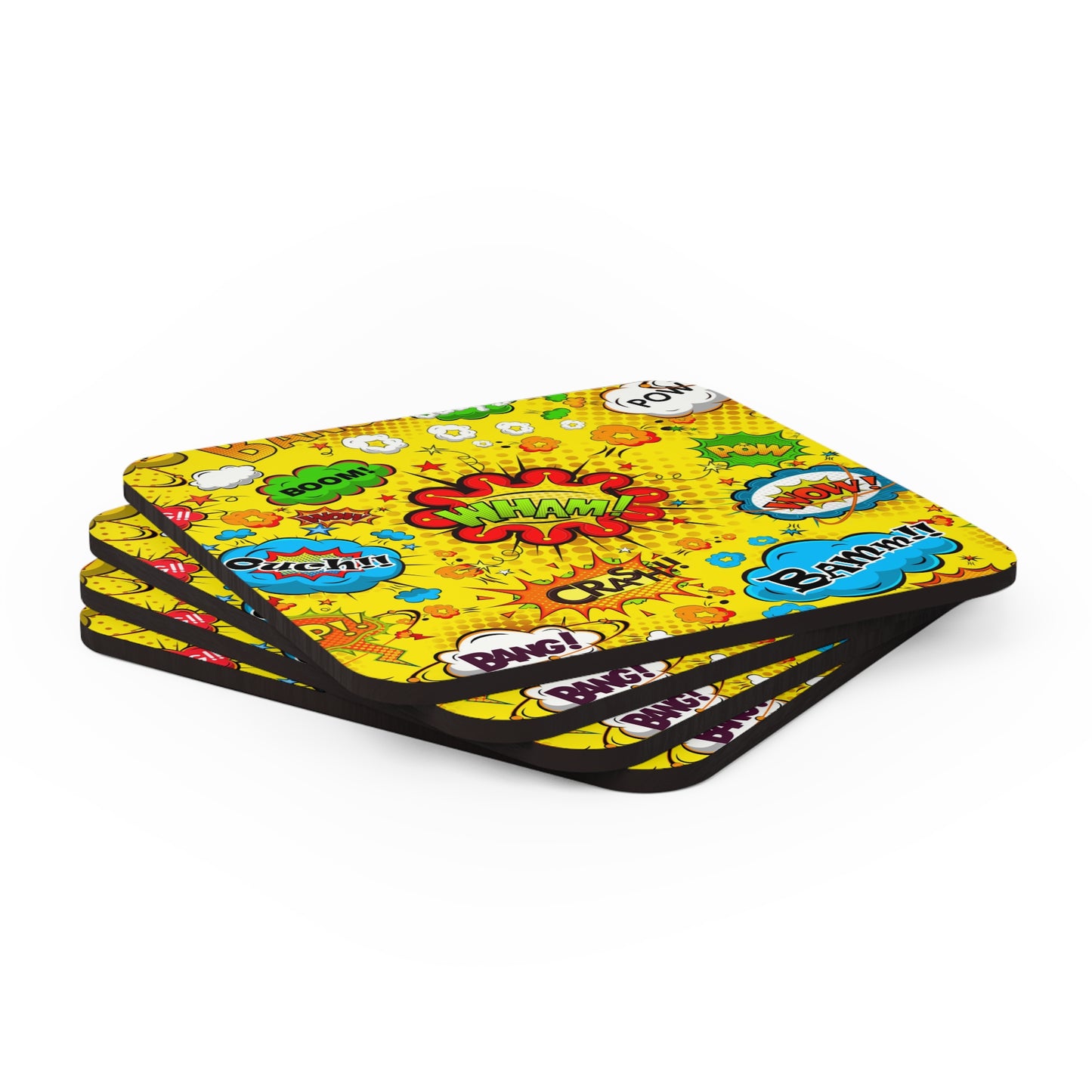 Comic Book Yellow - Corkwood Coaster Set Coaster