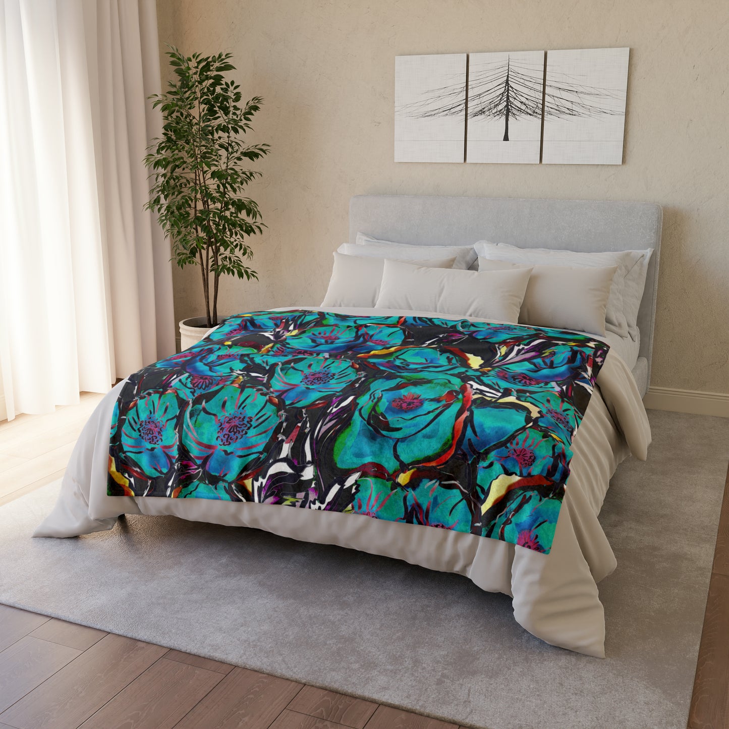 Vibrant Floral - Soft Polyester Blanket 50" × 60" Blanket Plants