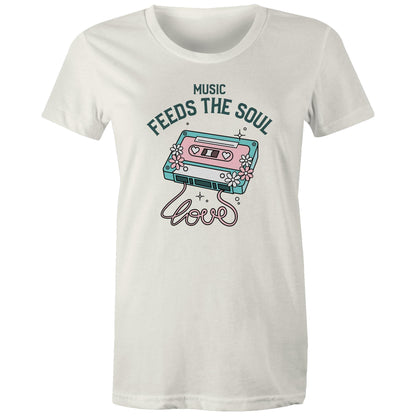 Music Feeds The Soul, Cassette Tape - Womens T-shirt