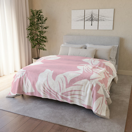 Pink Hibiscus - Soft Polyester Blanket 60" × 80" Blanket
