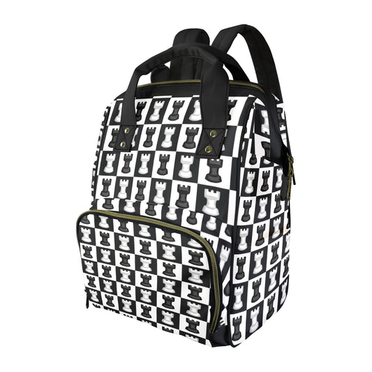 Chess Black And White - Multifunction Backpack