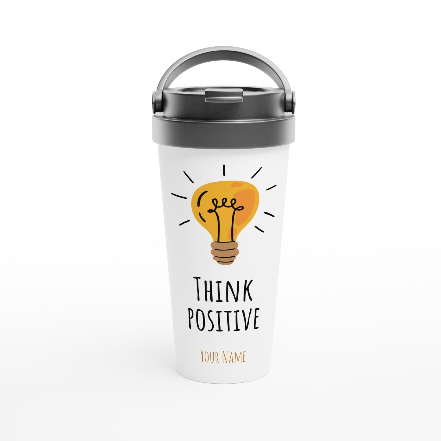 Personalised - Think Positive - White 15oz Stainless Steel Travel Mug Default Title Personalised Travel Mug positivity