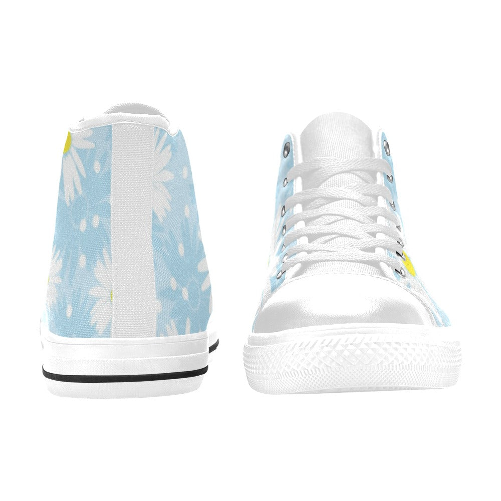 Camomile Flower On Blue - Women's High Top Canvas Shoes