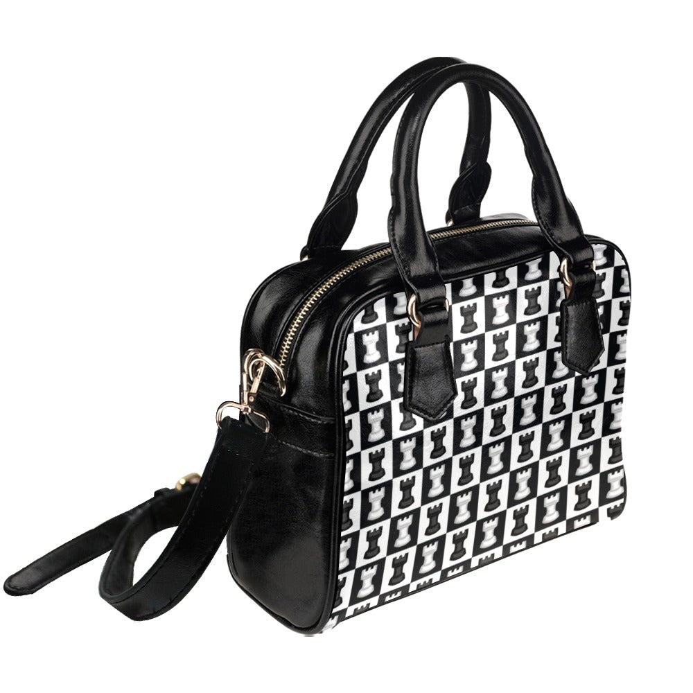 Chess Black And White - Shoulder Handbag