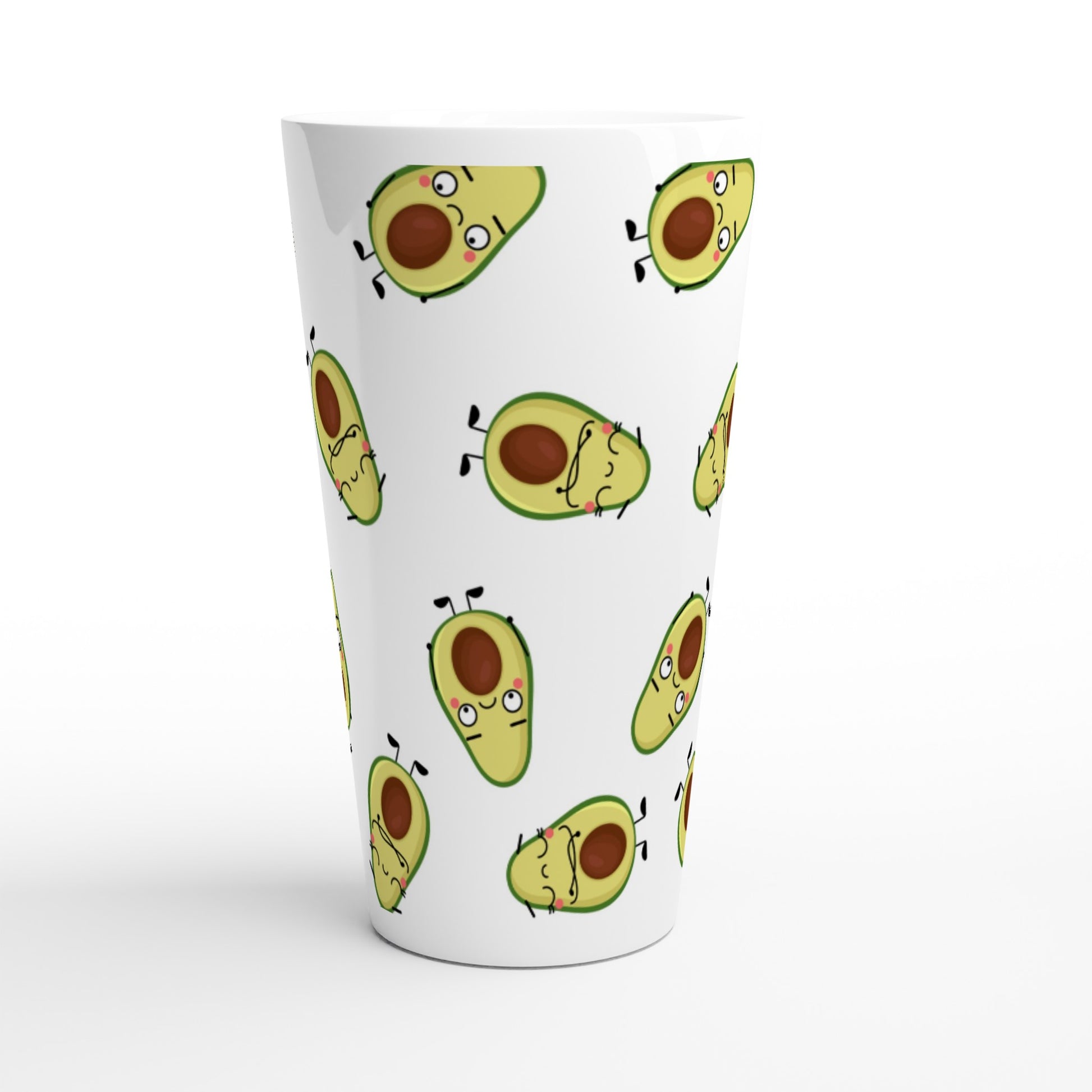 Avocado Characters - White Latte 17oz Ceramic Mug Latte Mug food Globally Fulfilled