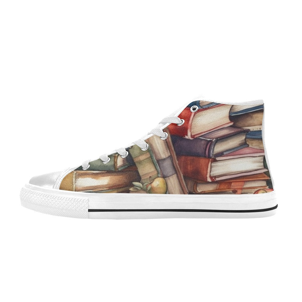 Watercolour Books - Women's High Top Canvas Shoes