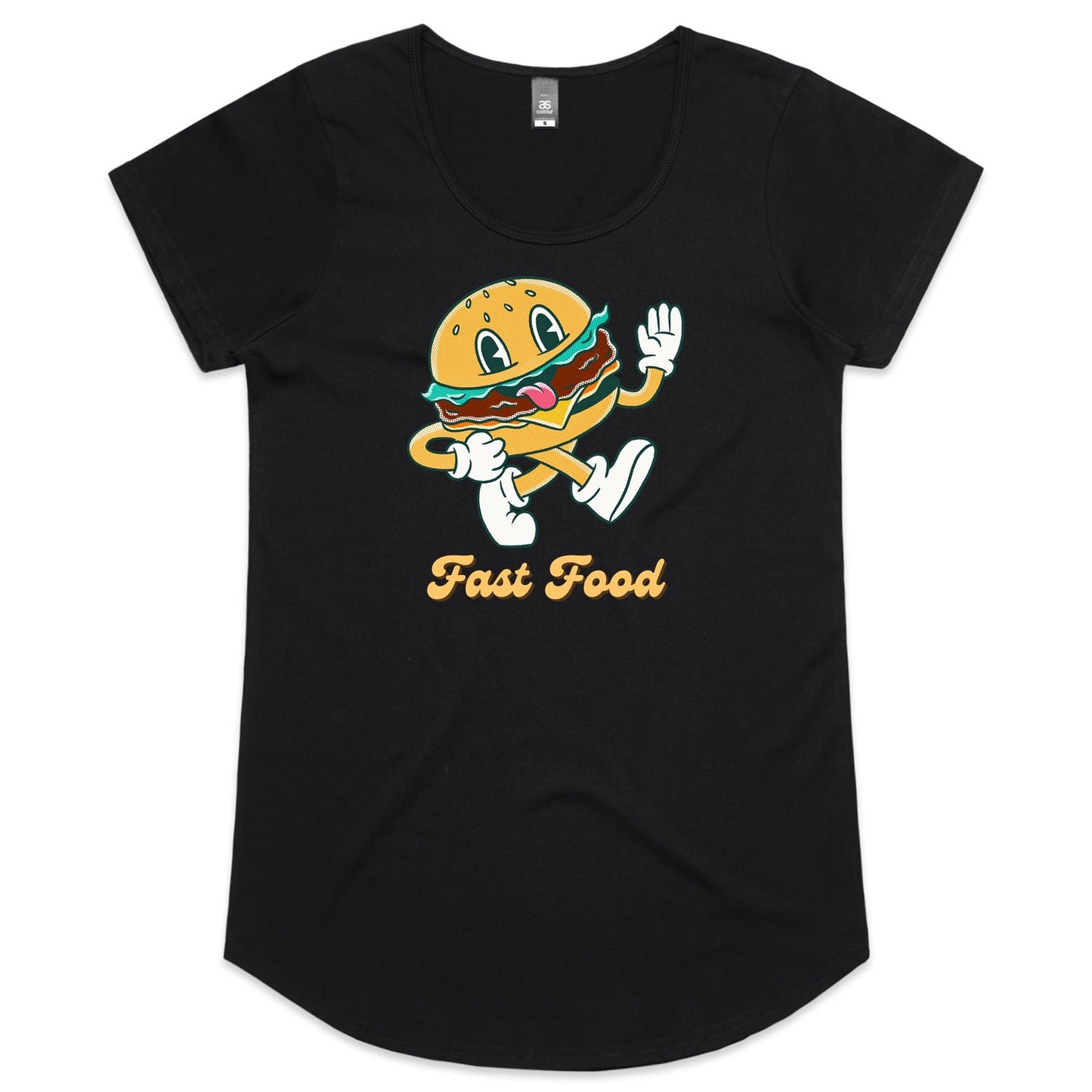 Fast Food, Hamburger - Womens Scoop Neck T-Shirt