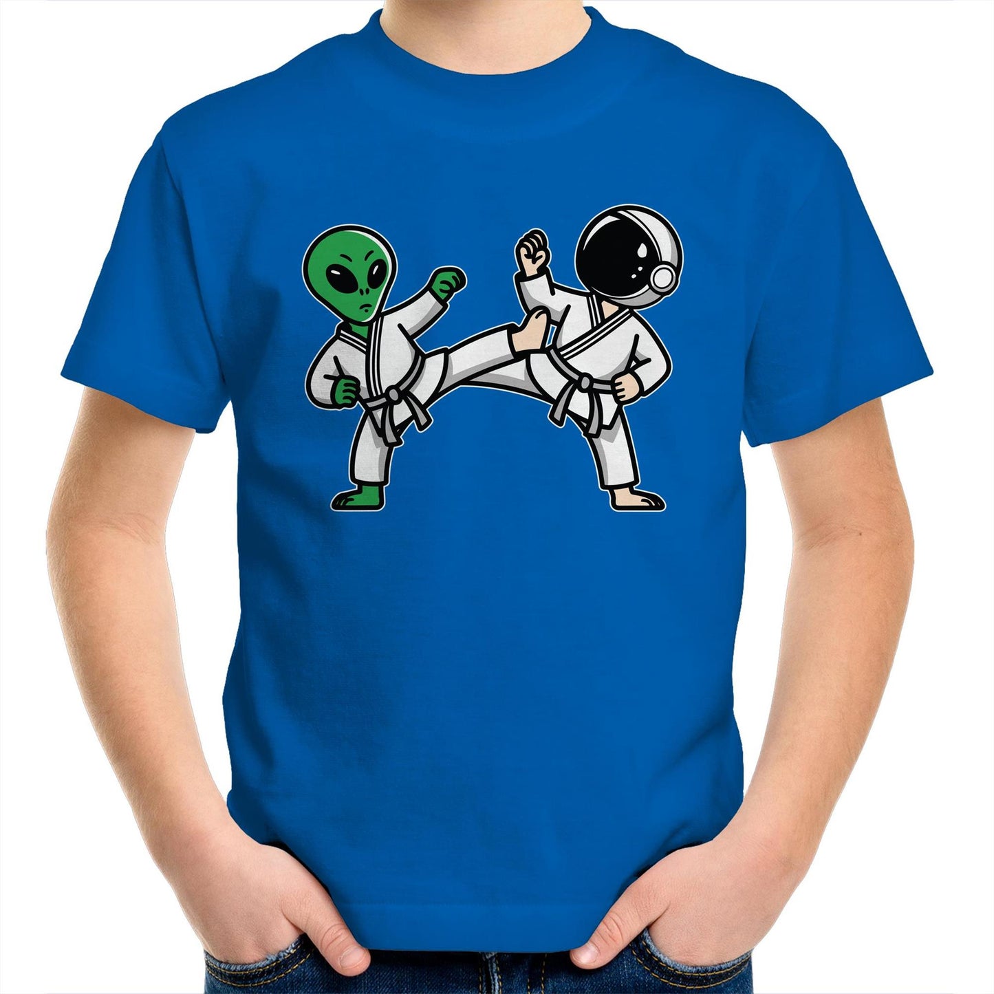 Alien And Astronaut Karate - Kids Youth T-Shirt