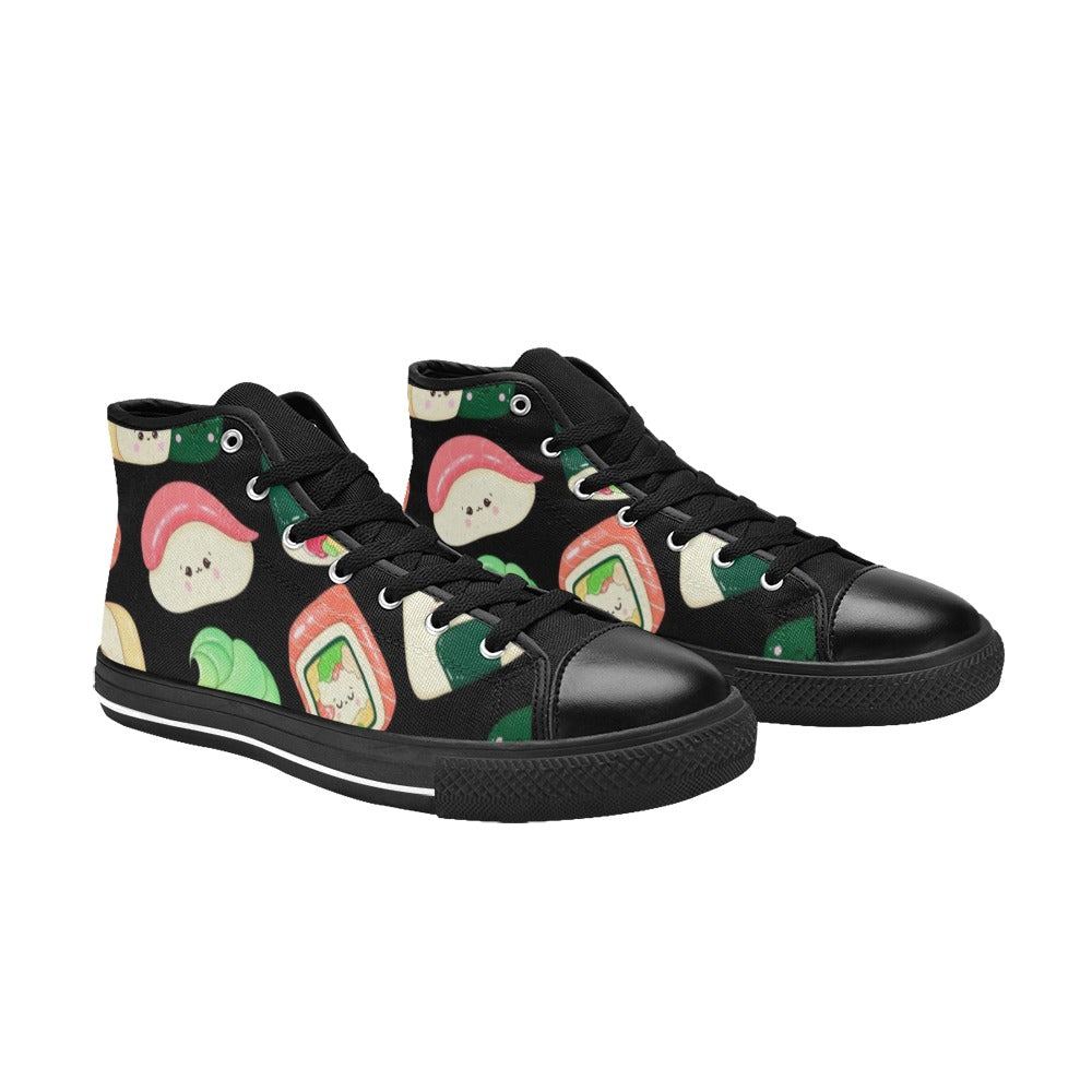 Happy Sushi - Kids High Top Canvas Shoes Kids High Top Canvas Shoes Food Printed Offshore