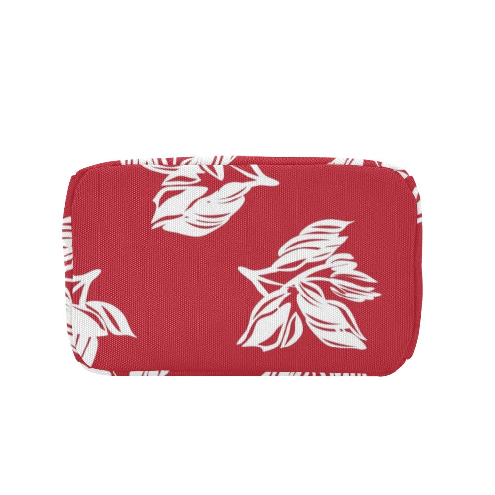 Red Retro Foliage, Hawaiian Flower - Lunch Bag