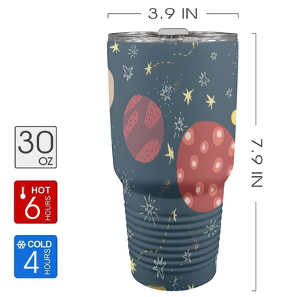 Rocket and Planets In Space - 30oz Insulated Stainless Steel Mobile Tumbler