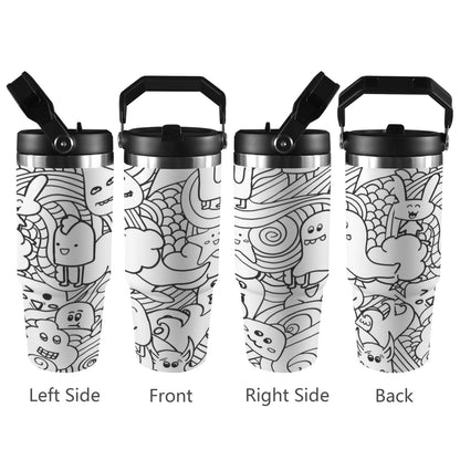 Black And White Creatures - 30oz Tumbler with Top Handle