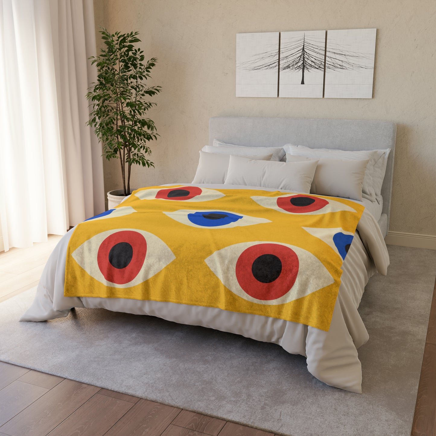 Eyes On Yellow - Soft Polyester Blanket 50" × 60" Blanket