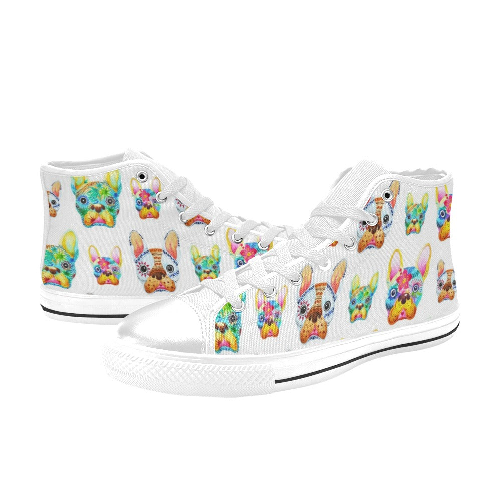 French Bulldog - Women's High Top Canvas Shoes