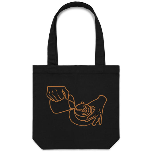 Barista - Canvas Tote Bag Black One Size Tote Bag coffee