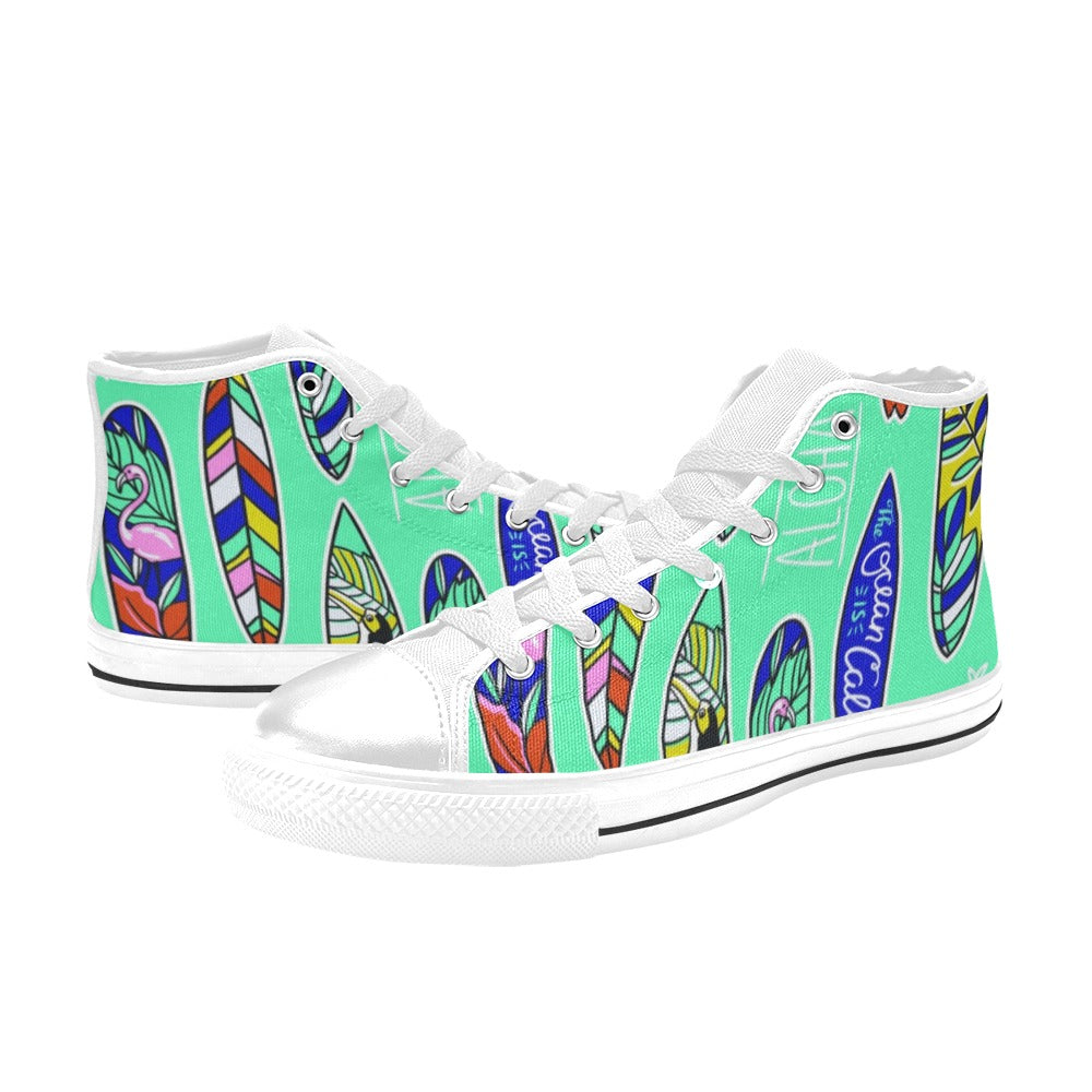 Aloha Surfboards - Women's High Top Canvas Shoes