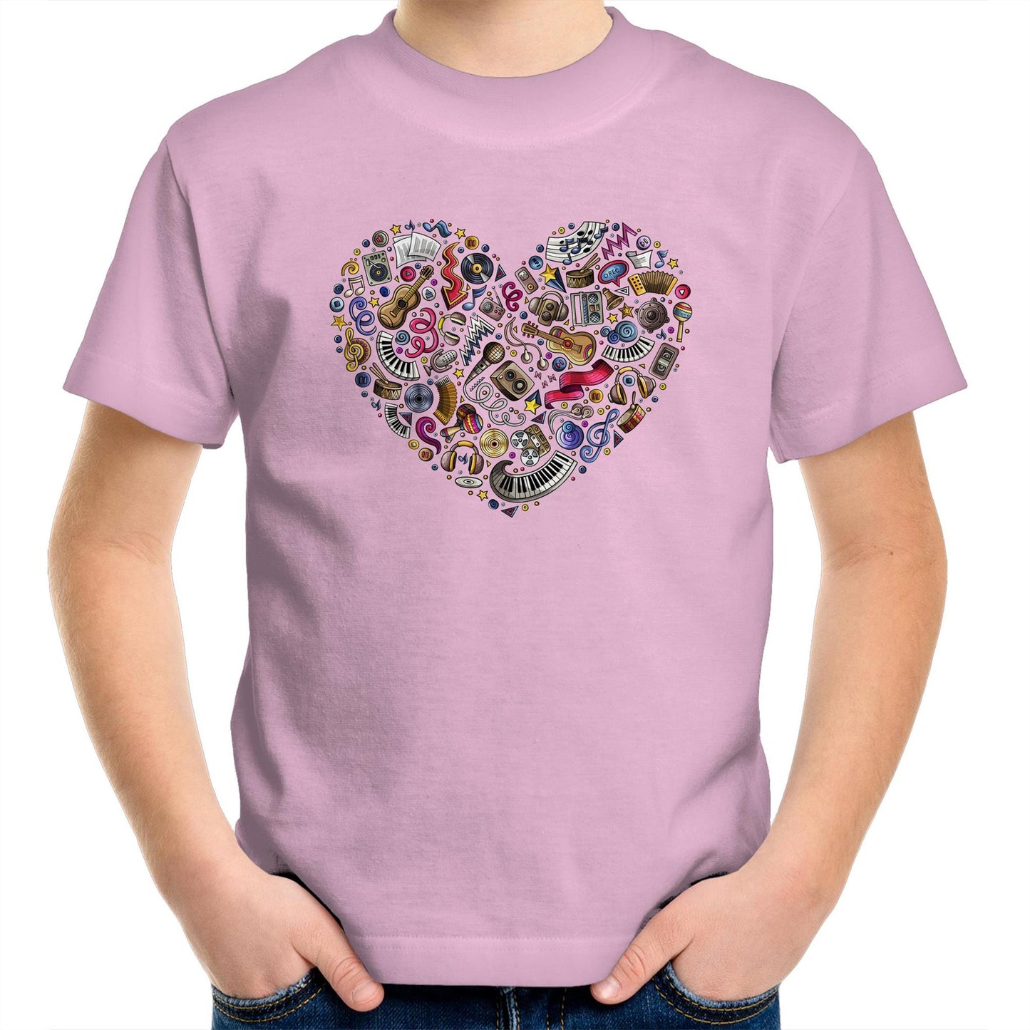 Heart Music - Kids Youth T-Shirt Pink Kids Youth T-shirt Music